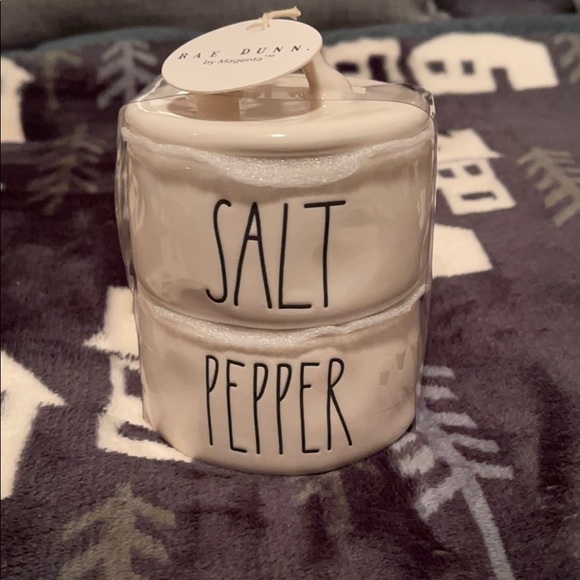 Rae Dunn Salt and Pepper stacker with lid